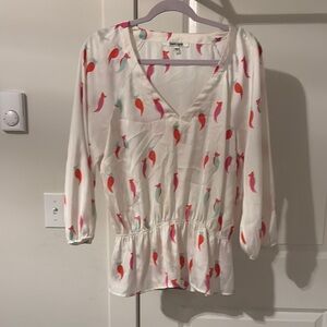 Women's White and Multicolor Printed Top